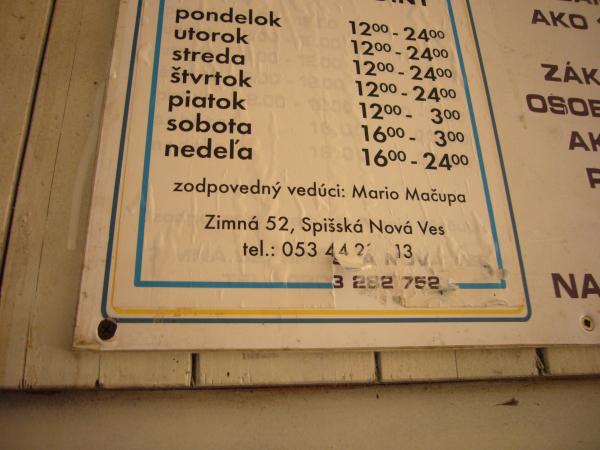 Otvírací doba CLub 52